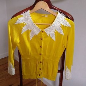 Anthropologie Applique Cardigan